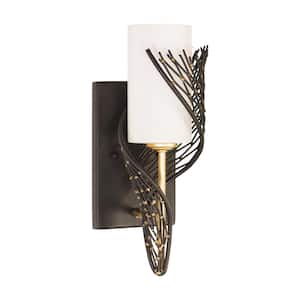 Flow 4.5 in. 1 Light Gold Sconce with Steel Shade