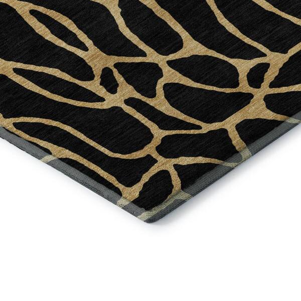 Mayfield Premium Machine Washable Abstract AMF1023 Black 10 ft. x 14 ft. Area Rug
