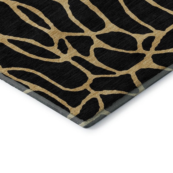 Mayfield Premium Machine Washable Abstract AMF1023 Black 8 ft. x 10 ft. Area Rug