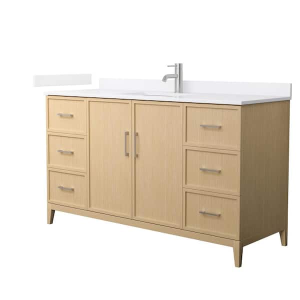 Elan 60 in. W x 22 in. D x 35 in. H Single Bath Vanity in White Oak with White Cultured Marble Top