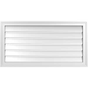 38 in. x 20 in. Vertical Surface Mount PVC Gable Vent: Functional with Brickmould Frame