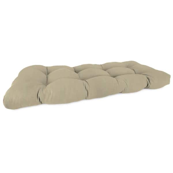 Jordan Manufacturing 46 in. L x 19 in. W x 4 in. T Tufted Outdoor Wicker Bench Cushion in Canvas Pebble