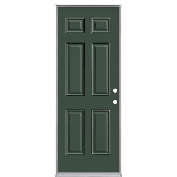 Masonite 30 in. x 80 in. 6-Panel Left Hand Inswing Painted Steel Prehung Front Exterior Door No Brickmold