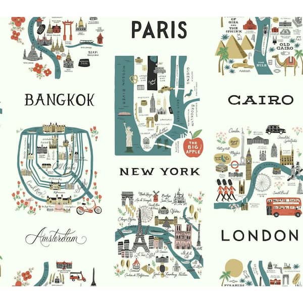 RIFLE PAPER CO. 60.75 sq. ft. City Maps Wallpaper