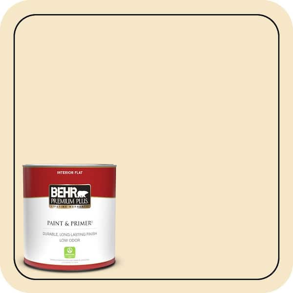 BEHR PREMIUM PLUS 1 qt. #M320-2 Rice Wine Flat Low Odor Interior Paint & Primer