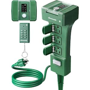 15A 480 min. Outdoor Waterproof Power Stake Outlet Countdown Timer 100 ft. Range with 6 Grounded Outlets, Remote Control