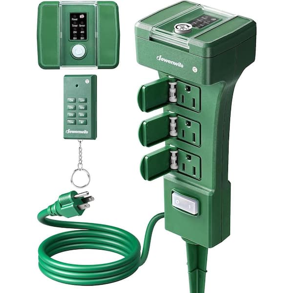Vrbgify 15A 480 min. Outdoor Waterproof Power Stake Outlet Countdown Timer 100 ft. Range with 6 Grounded Outlets, Remote Control