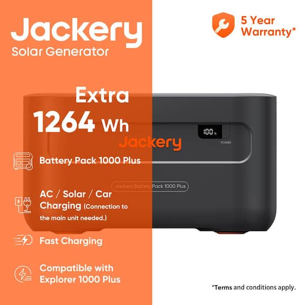 Explorer 1000 Plus Solar Generator Extra Battery Pack 1264Wh Capacity, Extra Battery for Portable Power Station