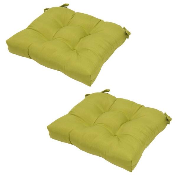 Hampton Bay Green Solid Tufted Outdoor Seat Cushion (2-Pack)