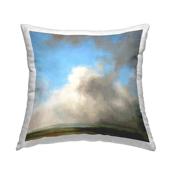 Stupell Industries Rural Looming Clouds Blue Print Polyester 18 in. x 18 in. Throw Pillow