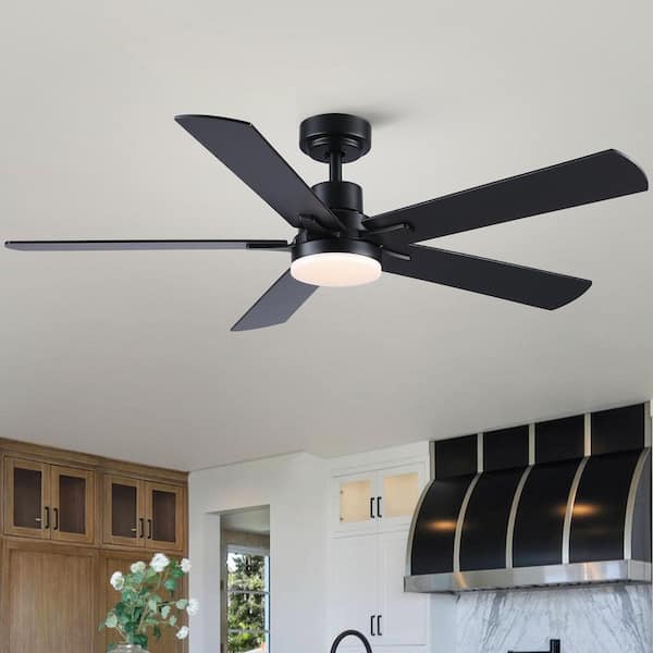 Kaleido 52 in. Indoor Matte Black 3-Colors Integrated LED Ceiling Fan with Light and Remote Control