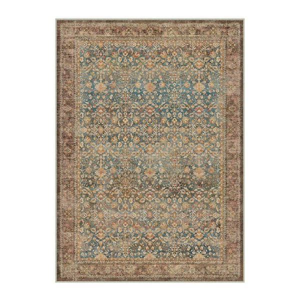 Brighton Red 9 ft. x 12 ft. Vintage Distressed Washable Area Rug
