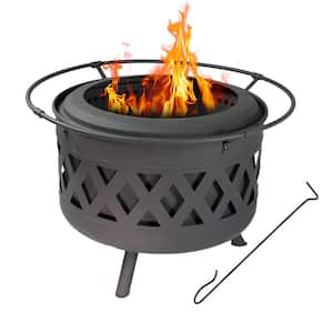 24 in. Black Crossweave Smokeless Fire Pit -