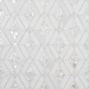 Benes White 10.02 in. x 10.02 in. Polished Marble and Pearl Wall Mosaic Tile (0.69 sq. ft./Each)