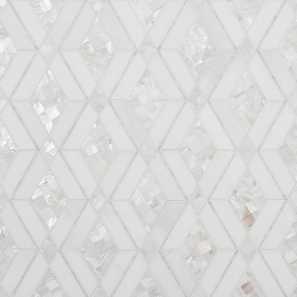 Ivy Hill Tile Benes White In X In Polished Marble And Pearl Wall Mosaic Tile