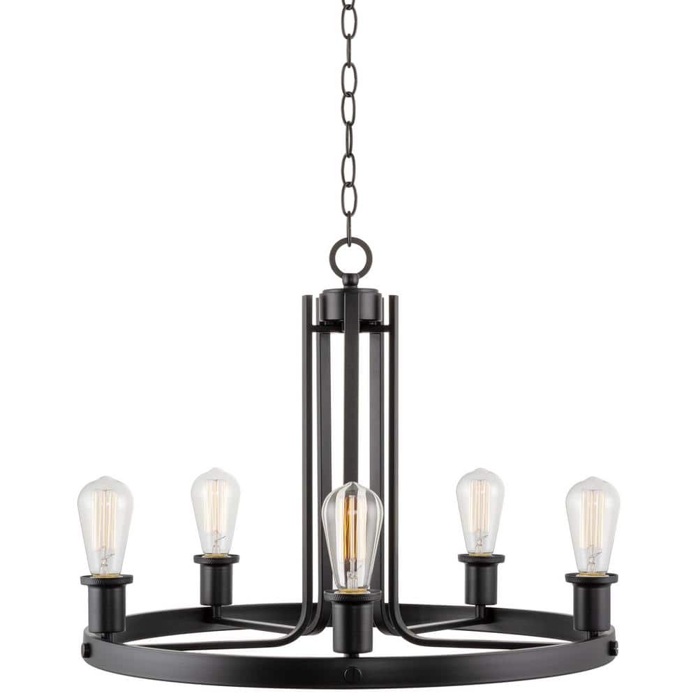 Bishop 23" Black Painted Metal Modern Farmhouse Chandelier