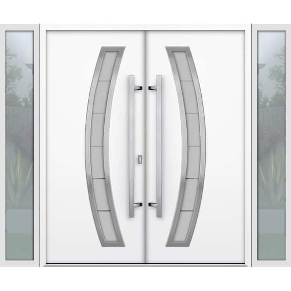 VDOMDOORS 6500 96 in. x 80 in. Right-hand/Inswing 2 Sidelites Tinted Glass White Steel Prehung Front Door with Hardware