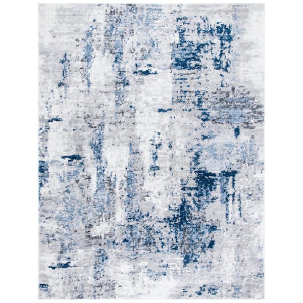Amelia Gray/Light Blue 10 ft. x 14 ft. Distressed Area Rug