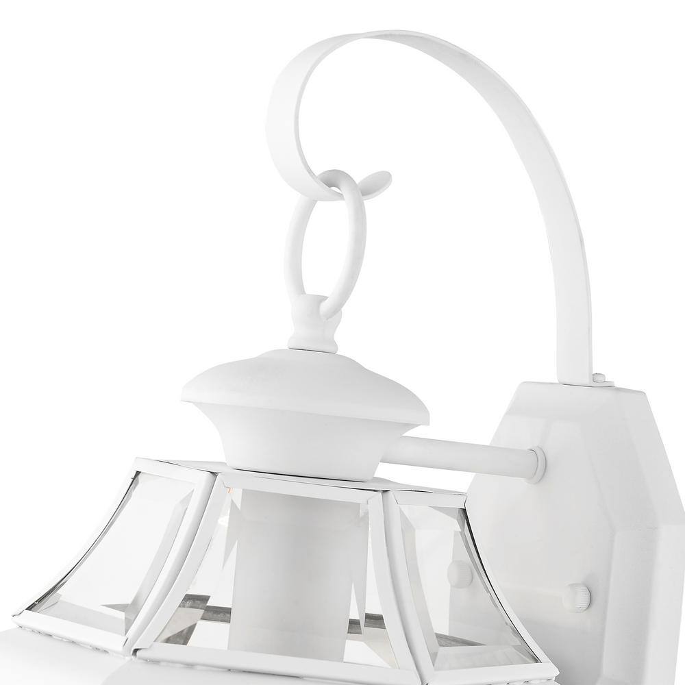 Monterey Traditional White Brass Wall Lantern with Clear Beveled Glass