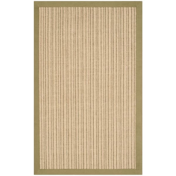 Natural Fiber Green Doormat 3 ft. x 5 ft. Border Area Rug