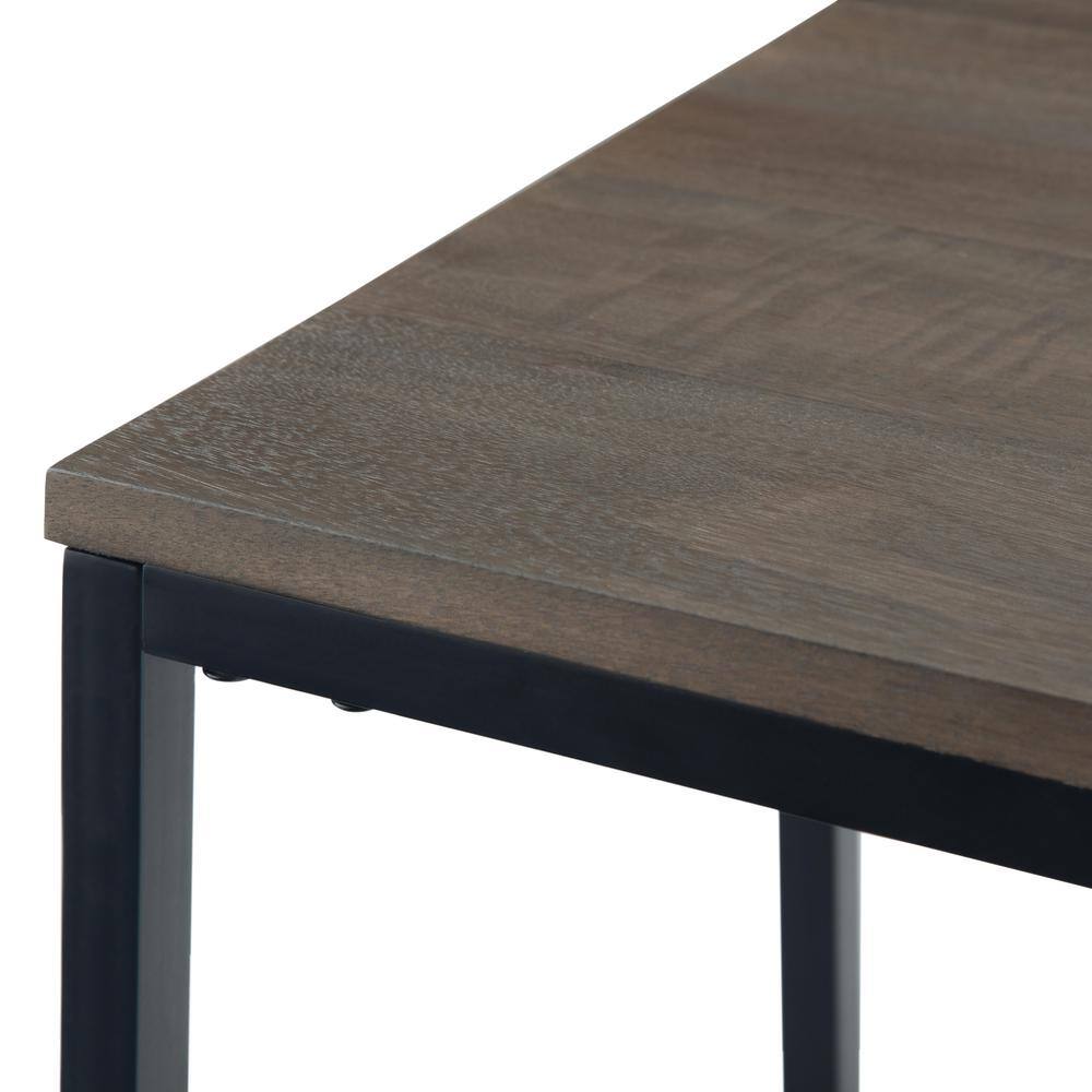 Ward 28" Warm Gray Solid Mango Wood & Metal Industrial C Side Table