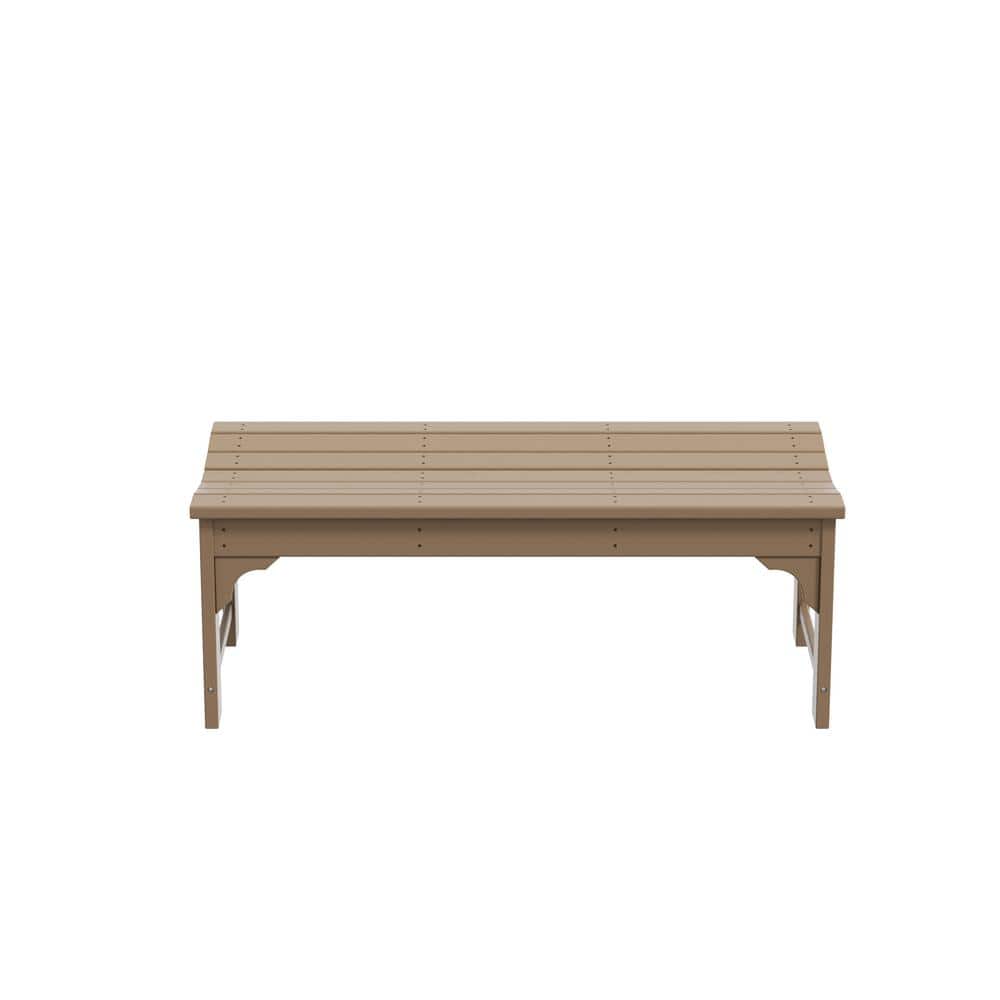 Weathered Wood 46" HDPE Outdoor Backless Bench