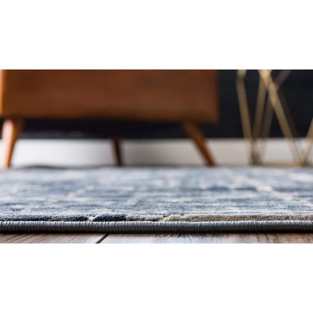 Navy Blue Rectangular Easy-Care Synthetic 8' x 10' Rug