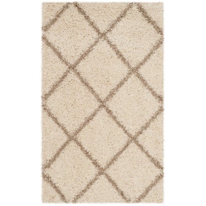 Hudson Shag Ivory/Beige Doormat 2 ft. x 4 ft. Geometric Area Rug