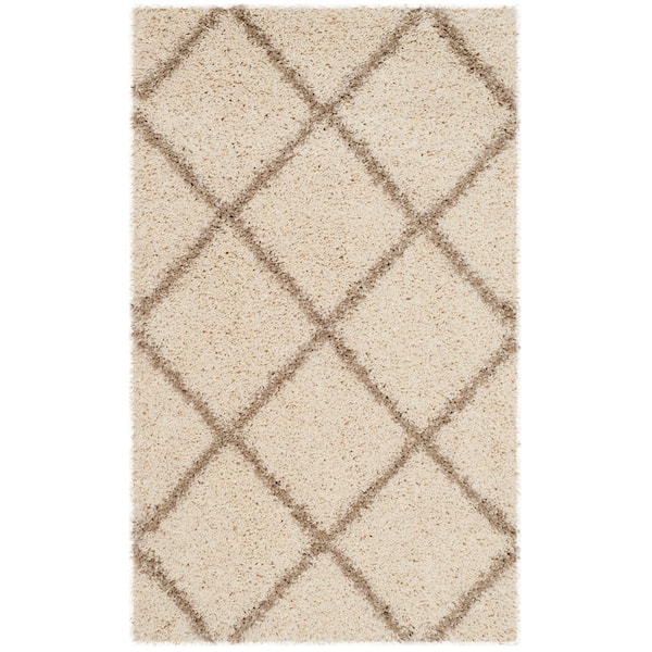 SAFAVIEH Hudson Shag Ivory/Beige Doormat 2 ft. x 4 ft. Geometric Area Rug