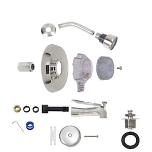 1-Handle Tub and Shower Trim Kit #MTR-4 for Mixet Non-Pressure Balance Valve Satin Nickel/Clear (Valve Not Included)