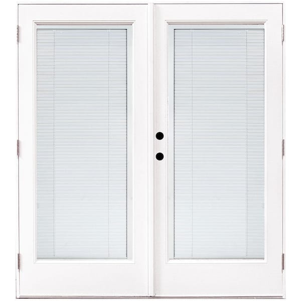 MP Doors 72 in. x 80 in. Fiberglass Smooth White Right-Hand Outswing Hinged Patio Door with Low E Built in Blinds