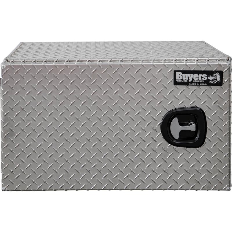 18 in. x 18 in. x 30 in. Diamond Plate Tread Aluminum Underbody Truck Tool Box with Barn Door