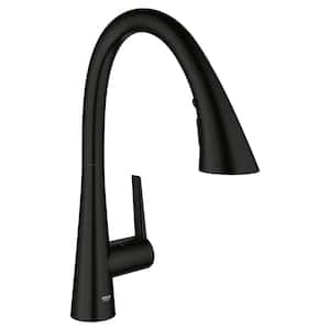Zedra Single-Handle Pull-Out Sprayer Kitchen Faucet with Swivel Spout in Matte Black