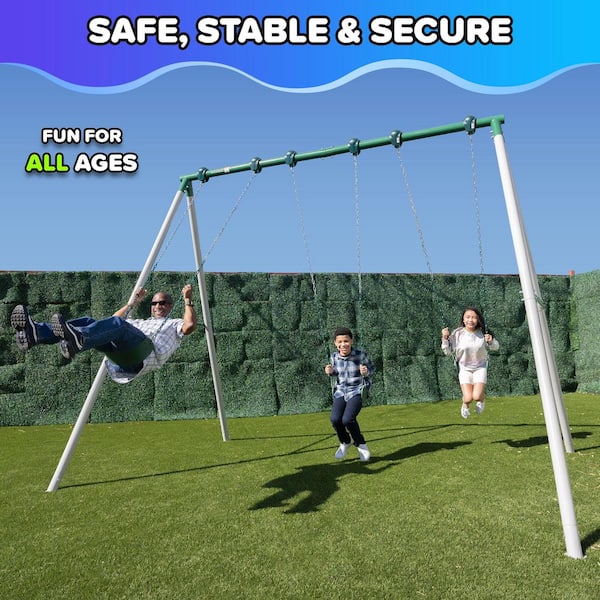 Big Brutus Full Size Swing Set SPORTSPOWER Everest Metal Swing Set