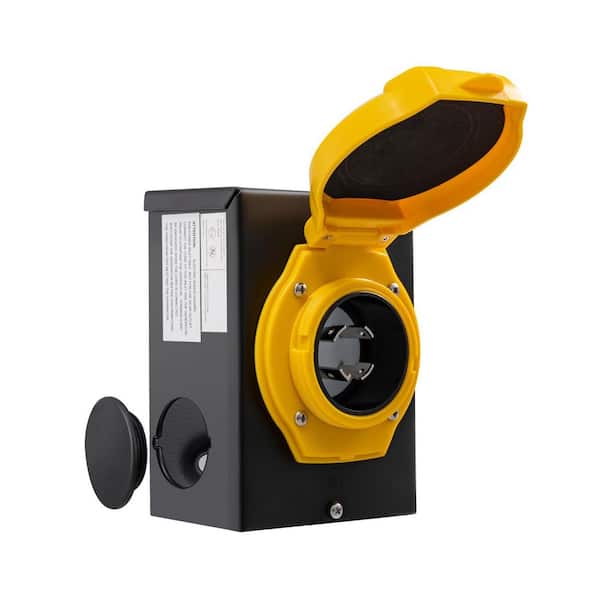 30 Amp Generator Inlet Box, 125/250V, 7500W for 4 Prong Generator Cord, Weatherproof Power Inlet Box for Outdoor Use