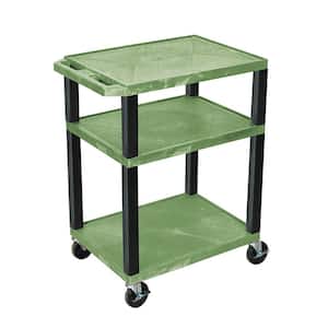 34 A/V 18 in. X 24 in. Cart - 3-Shelves With Electric Green Shelves, Black Legs