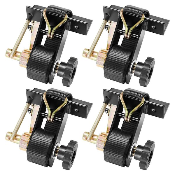 Ladder Rack Ratchet Straps, Black Square Tube Mount, 1.5 in. W x 7.4 ft. L, with Double J-Hooks, 500 lbs. Load (4 Pack)