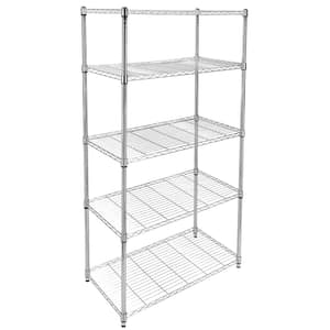 Heavy Duty 5-Shelf Shelving Unit, 35 in. D x 17 in. W x 73 in. H, Suitable for Kitchen, Living Room, Garage, Chrome