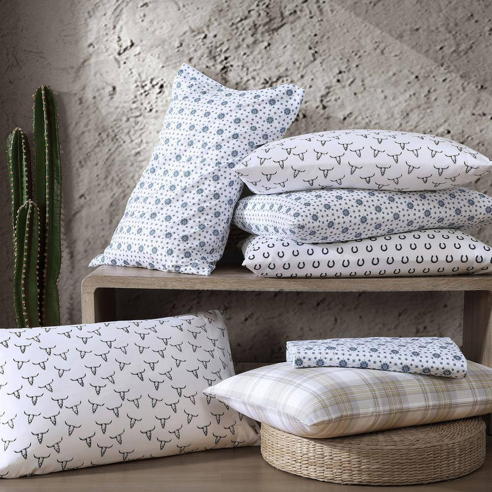 Twin White Plaid Microfiber Sheet Set with Pillowcase
