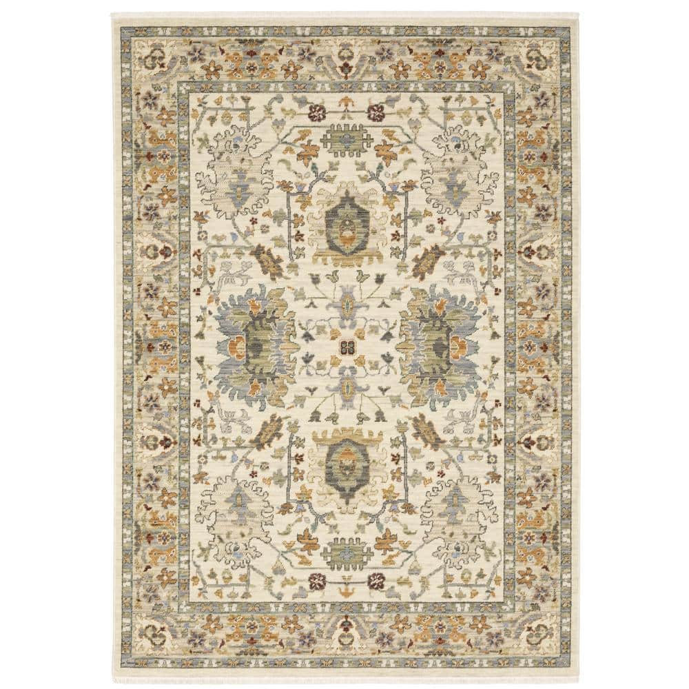 Lavista Ivory/Multi-Colored 10 ft. x 13 ft. Traditional Oriental Persian Wool/Nylon Blend Indoor Area Rug product image for price tracking