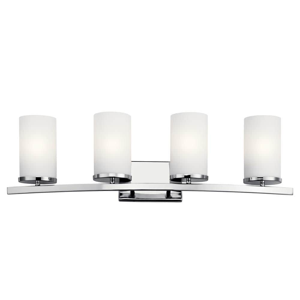 Crosby 31 in. 4-Light Chrome Contemporary Bathroom Vanity Light with Satin Etched Opal Glass price history on PriceWatchPro