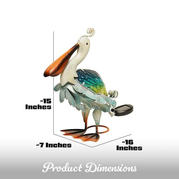 G128 Lawn and Garden Metal Pelican Solar Statue OD-1P000017-2P1