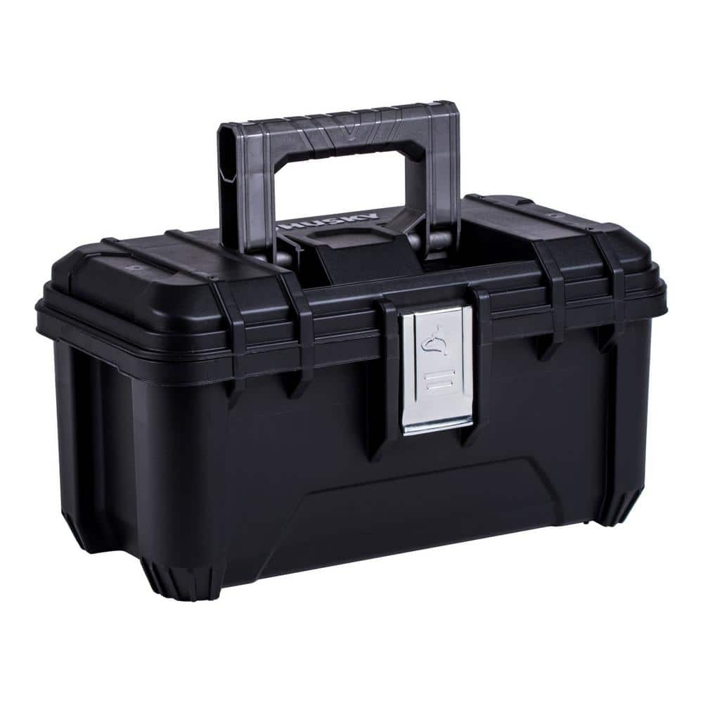 Husky 16 In Plastic Portable Tool Box With Metal Latches In Black