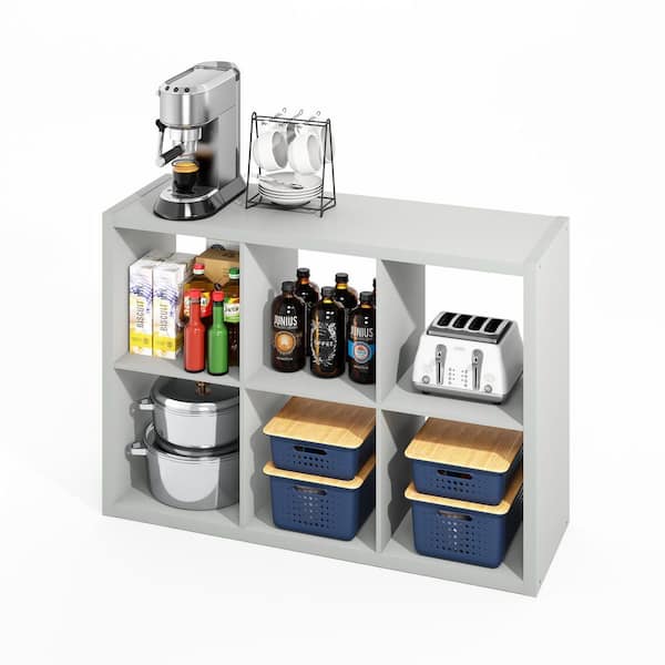 HERMITE 6-Shelf Pale Grey Pantry Organizers Shelf
