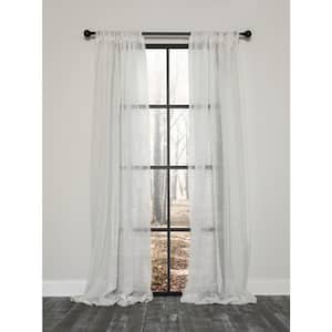 Off White Striped Rod Pocket Sheer Curtain - 54 in. W x 108 in. L