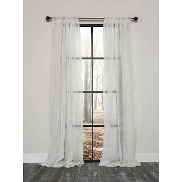 Manor Luxe Off White Striped Rod Pocket Sheer Curtain - 54 in. W x 108 in. L