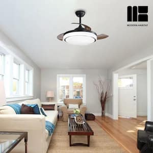 RadiantAir 42 in. Smart Indoor Matte Black Retractable Ceiling Fan with LED Light and Remote Control