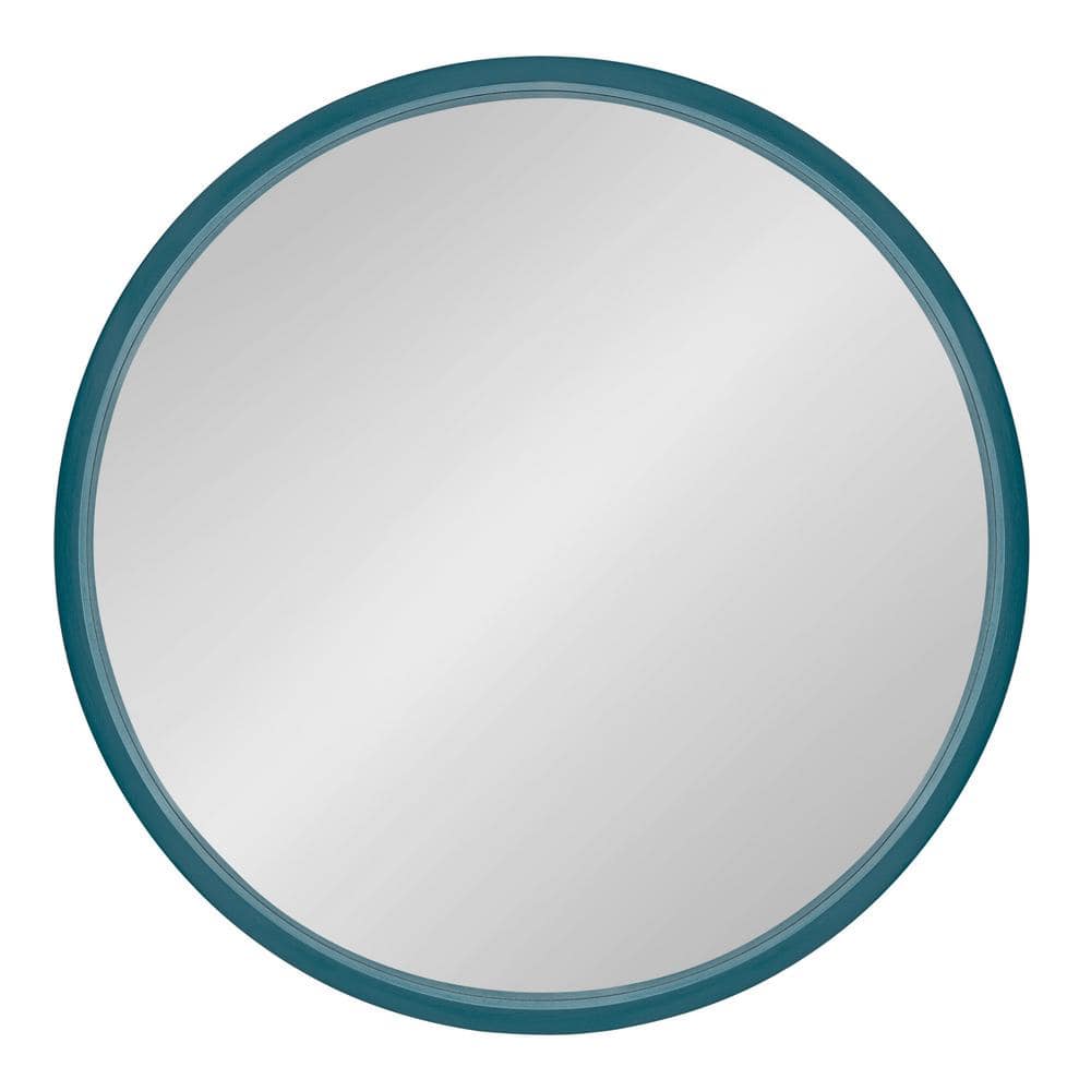 Travis Chic Teal Round Wooden Wall Mirror 24"