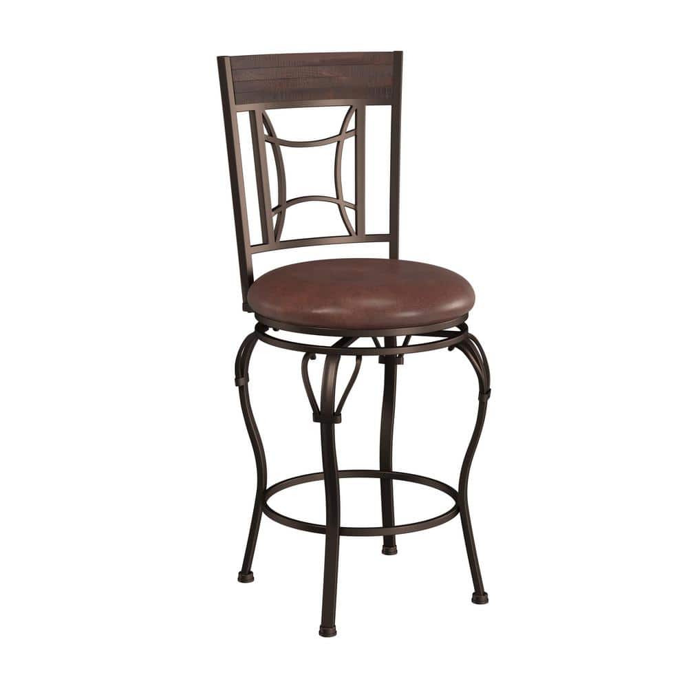 Granada Dark Chestnut Swivel Counter Stool with Metal Arches