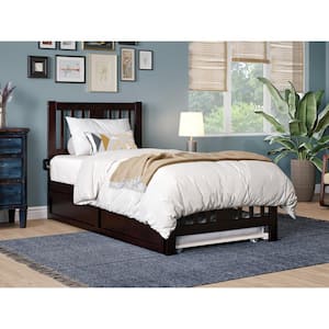 Tahoe Espresso Twin Solid Wood Platform Bed with Footboard and Twin Solid Wood Trundle